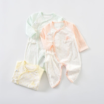 Baby Shang 0-6 months new baby butterfly clothes summer cotton baby open lace-up long sleeve jumpsuit boneless climbing suit