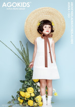 Photo studio childrens wedding photography props Retro travel fashion big hat Oversized cornice lace-up flat top beach straw hat