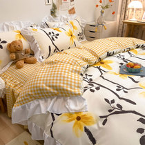 If Vegetarian Winter Thickened warm mill wool plant cashmere flowers Four sets of lattices 1 8 m Double beds Single quilt cover