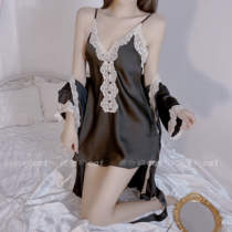 2021 New Summer Pure Desire Sleeping Dress Sexy Sleepwear Womens Summer Ice Silk Hanging with Skirt Home Suit Women Temptations