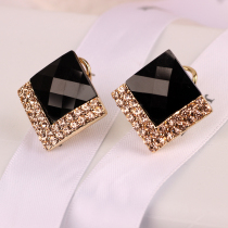 New Korean genuine diamond crystal stud earrings fashion versatile temperament decoration exaggerated earrings jewelry hypoallergenic