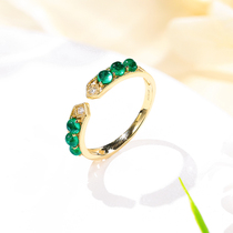 Mousse jewelery II shop 18K gold inlaid Panjeşehir Mother green ring diamond opening green gem ring