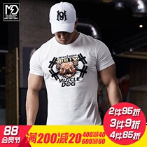 MuscleDog muscle dog half sleeve mens summer thin stretch LOGO sports training fitness clothes short-sleeved T-shirt