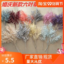 Simulation flower six-leaf grass wedding ceiling road guide hotel wedding hall scene layout with flower fog pine floral material