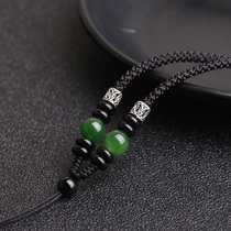 Tongyou Pavilion pendant Jade lanyard silver Jasper necklace rope Hetian jade pendant pendant Jade neck rope