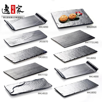 Black Days Style Sushi Refreshment Flat Rectangular Dish Melamine Cutlery Flat Tray Creative Barbecue Slate Day Stock Dishes