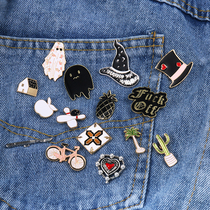 Cartoon Chest Needle Fashion Trends Cute Little Titanium Needle Chest Flower Free of slit anti-walking light buckle individuality collar Mini buttoned needle woman