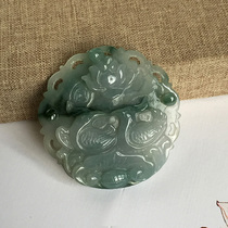 Natural Myanmar light oil green mandarin duck with water emerald hanging for men and women A goods emerald pendant handpiece