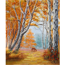 Qin Xiuliang < White Birch Tree > Realistic Cloth Surface Oil Painting Living Room Bedroom Decoration Painting Collection Pure Hand Painting