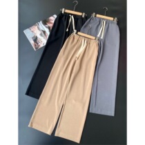 Wear out 2 meters long leg walking with wind elastic waist Casual wide leg straight sweeping pants loose women spring and summer new
