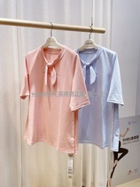 Pregnancy color spring and summer special wild bow high quality flash cotton short sleeve nursing pregnant woman T-shirt