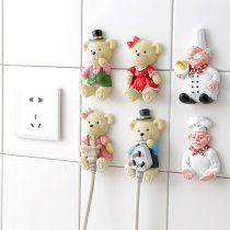 Cartoon Small Bear Plug Hook Home Power Plug Containing Hook Necklace Containing Hook Bathroom Kitchen Hook