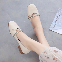 Shoes children 2021 new spring Korean version 100 hitch a shallow mouth low heels with grandma shoes gentle fairy late night wind single shoes