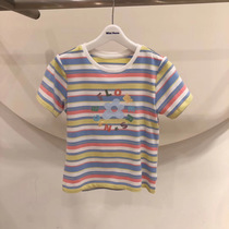 F2DAA2555 Taiping bird childrens clothing mini peace 2020 Xias new pinstripe girl short sleeve T-shirt