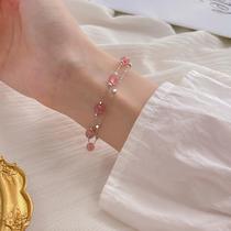 Chow Tai Fook Huanmei 925 sterling silver strawberry crystal bracelet female ins niche design Korean handpiece simple two