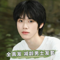 Wig male short hair Korean version handsome net red with the same short hair style real hair invisible boys fashion full head wig set