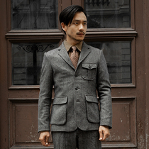 SOARIN retro Ingloment plaid small suit male gig wool Casual Yuppie Handsome Suit Overalls Coat