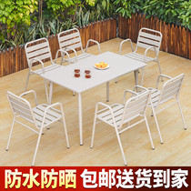 Outdoor table and chairs Courtyard Villa Courtyard Outdoor Terrace Casual Composition Nets Red Flowers Garden Café Nordic Table And Chairs