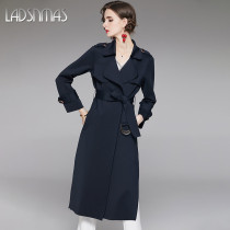 Trench coat women 2021 New chic handsome and capable fashion lapel collar slim long fashion lace coat coat