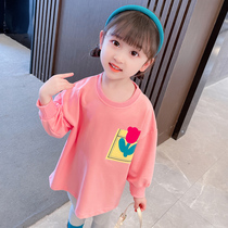 Girls long-sleeved t-shirt pure cotton autumn 2022 new childrens baby long T-shirt tops girls childrens bottoming shirt