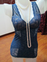 Foreign trade Export autumn and winter thin moulded body with cups without steel ring harness Vest Sexy Lace bottom