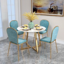 Nordic light luxury style Marble dining table Household round dining table Dining table and chair combination Modern simple small apartment round table