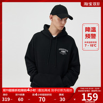 FPA retro font hooded sweater jacket Guochao brand 2022 new American spring and autumn black loose hoodie men