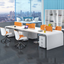 Office furniture Desk White Baking Lacquered High-end Computer Staff Table 4 Staff Desk Chair Composition