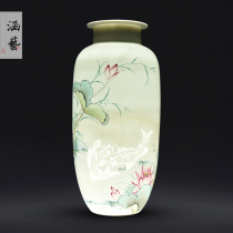 Jingdezhen ceramic half knife mud hand-painted vase flower arrangement Chinese home living room TV cabinet decoration crafts ornaments