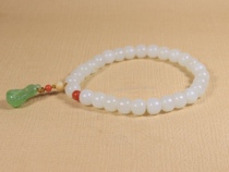 (Support re-inspection) Xishi Xinjiang Hetian Jade seed material original stone old bead hand string mutton white jade bracelet