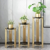 Simple modern floor-to-ceiling flower stand Living room light luxury indoor flower stand Balcony Marble creative decorative plant shelf