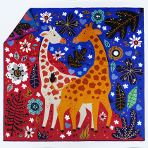 VIESCA New Silk (double-sided printing) silk scarf 100% mulberry silk giraffe illustration dual-use shawl gift