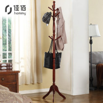 Jiabai solid wood coat rack rubber solid wood hanger floor hanger floor hanger balcony bedroom hanger clothes