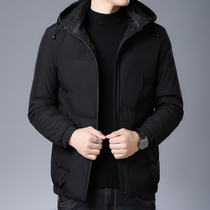 New thick down cotton jacket mens Korean winter trend hooded cotton jacket short young mens cotton coat