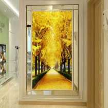 Custom Art Glass Genguan Partition Screen Background Wall Modern Home Style High Definition Color Sculpture Golden Avenue