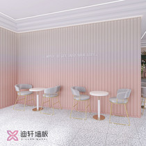 Simple geometric modeling bamboo fiber wall panel clothing store wall panel milk tea shop restaurant waterproof gusset plate imitation wood grain