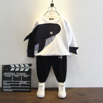 Childrens spring and autumn net red suit handsome boy spring fashion foreign style 2021 new boy sweater two-piece set tide