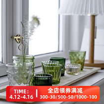 Bloomingville Denmark Nordic Handcraft Set Green Transparent Glass Fittings Simple Creative Vase