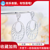 Mrs Liao Jewelry Lace circle diamond stud earrings Women 18K white gold real diamond earrings Earrings Custom