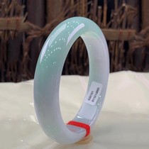 Jade jade bracelet Bing waxy seed Yang green waxy seed light green positive circle jade bracelet Rough round bracelet Jade girl bracelet