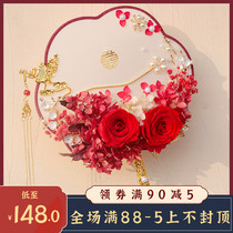 Xueting Square wedding fan Chinese style Group fan Bride wedding ceremony married hand holding happy fan handmade flowers forever flower girlfriends