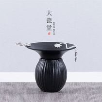 Big porcelain Hall Zen style black pottery 925 silver tea drain Hand-inlaid tin tea filter Ceramic filter net filter tea set accessories