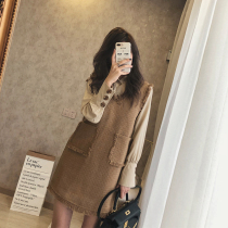Light luxury socialite early autumn long sleeve shirt dress autumn waist thin age temperament high-end two-piece set