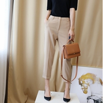 Japanese black pants womens spring and autumn thin section 2021 new loose small straight suit pants casual nine-point cigarette tube pants