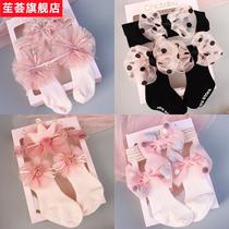 Li Hui baby hairband girl baby cotton socks gift box childrens bow princess crown black halogen door Korea