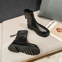 Small ckerwin European and American high street wind black smoke pipe thick bottom Martin XIE female rear zipper mesh red short XIE