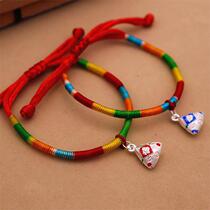 New products 99 foot silver Dragon Boat Festival Red rope bracelet Woven Five Colorful Rope Small Zongzi String Beads Jewelry Store With Hand Gift Silver Jewelry