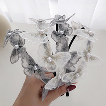 Forest fairy hair ornaments Butterfly headdress Super fairy small fresh Korean silk yarn net red hair band summer wild out