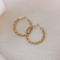 Diameter 3 8cm sterling silver exaggerated big circle earrings female 2021 New temperament Joker design sense ear ring