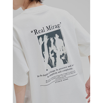 NANS REAL MIRAGE theme pre-and-rear combination printing 300G heavily combed cotton contours TEE